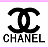 Black pixelated Chanel logo with interlocking Cs and 'CHANEL' text below, bordered by pink stripes on a white background.