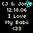 Pixelated text displays 'CJ & Jorie' with a cyan heart symbol replacing the letter O in Jorie, followed by date '12.18.06', 'I Love My Babii', and '<33'