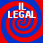 Four identical display red and blue spiral patterns with white text reading "IL LEGAL" in a bold, blocky font