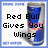 Pixelated image of a Red Bull can with text overlay reading "Red Bull Gives You Wings" on a white background.