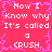 Pixelated text repeats 'How I Know why It's called a CRUSH' on pink background with purple crackle effect.