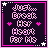 Two side-by-side pixel art frames of a buddy icon with pink text and symbols on dark backgrounds, showing slight animation differences between the left and right frames.