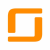 A static orange L-shaped frame with rounded corners on a white background, featuring pixelated edges and light orange outlines.