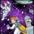 Pixelated image of a character with brown hair and purple accents against a dark background.
