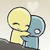 Pixelated cartoon characters embrace on a hill with a heart above them, while a blue creature with orange fins and a red tongue appears below.