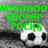 Animated soccer ball icon with green text overlays cycling through 'MOOOOO', 'SOCCER', and 'ROCKS' against a grayscale background.
