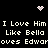 Pixelated text repeats 'I Love Him Like Bella' and 'oves Edwaroves Edwar' on black background with two static pixel art symbols.