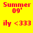 Yellow background with red pixelated text reading 'Summer 09' and 'ily <333' in two , displayed twice side-by-side
