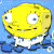 A 50x50 pixel animated buddy icon featuring a yellow cartoon character with large eyes and a neutral expression, set against a blue background on the left frame and green text reading "Original Icons .com" on the right frame.