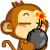 cartoon monkey icons holding bombs, with one explosion frame and multiple grayscale versions showing different states