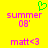 Yellow background with pink text reading 'summer 08' and 'matt<3', green heart symbol above, identical left and right sides.