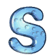 Multiple blue metallic 'S' shapes in various orientations and partial forms against a gray background.