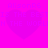 Static image with bright pink background and four purple heart shapes arranged in a , overlaid with faint repeated text