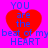 Red heart shape with blue text 'YOU are the beat of my HEART' on bright pink background, displayed in four identical