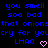 Blue pixelated text on black background reads 'you smell soo bad that onions cry for you LMAO' with two pink heart symbols.