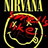 Black background with yellow text 'NIRVANA' at top, red and yellow circular graphic below, vertical yellow text 'SPIRT', and right-side vertical yellow text 'TEEN'.