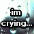 Pixelated text fragments on a blurred background with blue and gray tones, showing partial phrases like 'im crying...' and 'your reason why...' in bold white letters with black outlines.