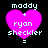 Four identical pixelated pink heart icons with white text 'maddy + ryon sheckler =' on black background, two showing slight animation changes.
