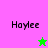Pixelated text 'Haylee' appears on two colored backgrounds with a small star icon changing color between frames.