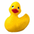 Yellow rubber duck with red beak and blue eyes, positioned next to text reading "Rubber Duckie" above "You're The One!!!" on white background.