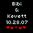 Black background displays white text 'Bibi & Kevett 10.28.07' above red heart symbols with one darkened in the left view and shifted right in the right view.