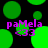 Green circular shapes on black background with purple text 'paMela' and '<33' repeated across the image.