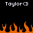 Pixelated orange flames animate across a black background beneath white text reading "Taylor<3" on both sides.