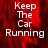 A static image with red textured background and white text reading "Keep The Car Running" in four lines.