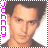 A 3x3 contact sheet of a Johnny Depp animated icon showing seven sequential frames with slight facial expression changes, bordered by pink dotted lines on a gray background.