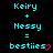 Pixel art displays 'Keiry + Nassy = bestiies' with a pink heart symbol on black background, showing two animation states.