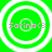 Four identical green circular icons with white concentric rings and pink text 'Sakino<3' on a solid green background.