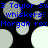 Blue text on black background with gray and white circles, showing repeated phrases '3 Taylor Swif' 'whiskers!' 'Morgan rox' across two states.