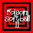 Four- of red and black square frames with white text 'Folgers soft ball' over a central figure, each showing slight variations in pixel clarity