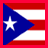 Pixelated flag with blue triangle, white star, red and white stripes on left; bold text 'Puerto Rico' on solid red background right.