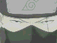 A sequence of pixelated anime-style frames showing a character with green headband, masked face, and dark clothing performing actions against light green backgrounds.