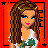 A 3x3 contact sheet of pixel art frames showing a cartoon female character with long brown hair in various poses and partial views against an orange background, including full-body, torso-only, legs-only, and text labels.