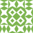 Green and white pixelated pattern with four circular motifs arranged in a square, surrounded by repeating geometric shapes.