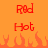 Pixelated red text 'Red Hot' on orange background with flame shapes at bottom, animated with flickering text.