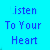 Blue background with pixelated text fragments forming 'Listen To Your Heart' in various incomplete states across three
