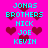 A static image with a bright pink background featuring repeated dark red heart shapes and cyan text listing names.