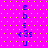A static image with a bright pink background dotted with yellow squares, displaying two vertical of blue pixelated text and symbols