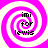 Four identical spiral patterns with alternating pink and white stripes, each containing the text "imi for lewis" in black pixelated font.