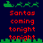 Pixel art animation of Santa's sleigh with reindeer and text 'Santas coming tonight tonight' on dark blue background, showing two distinct states.