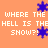 Pixelated orange background with repeated white text and blue snowflakes, animated to shift positions.