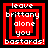 Four identical red and black pixelated squares with white text reading "leave brittany alone you bastards!" arranged in a