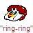 Pixelated icon shows a red telephone receiver with yellow and green accents, positioned above the text 'ring-ring' on a white background.