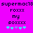 Pixelated text and symbols on a bright pink background with two identical side-by-side layouts.