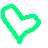 Six pixelated heart outlines in green, pink, blue, yellow, orange, and purple arranged in two on a white background