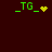 Green text _TG_ on dark red background with yellow pixel art symbols changing across frames.