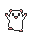 Pixelated white hamster-like character with pink ears and feet, shown in multiple poses against gray background.
